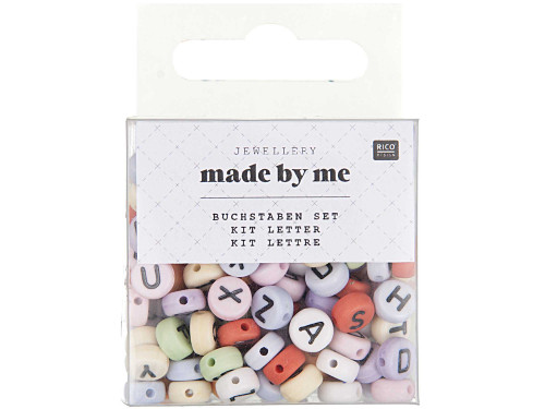 Koraliki z literkami - Rico Design - pastelowe, 165 szt.