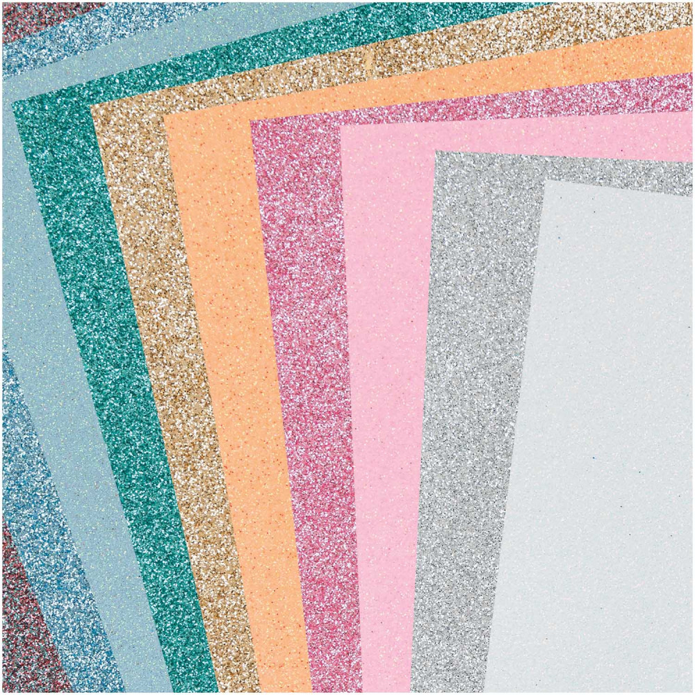 Glitter foam set 20 x 30 cm - Rico Design - pastel, 10 colors, 10 pcs.