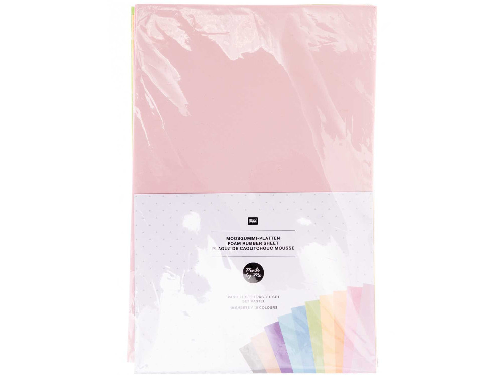 Foam rubber set A4 - Rico Design - pastel, 10 colors, 10 pcs.