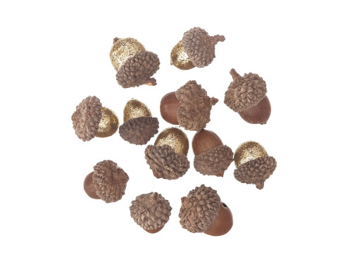 Acorns with glitter - DpCraft - gold, 12 pcs.