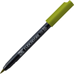 Zig Fudebiyori Brush Pen - Kuretake - Olive Green