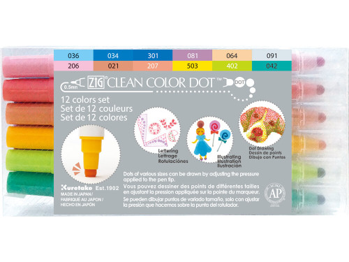 Zig Clean Color Dot double sided pen set - Kuretake - 12 pcs.