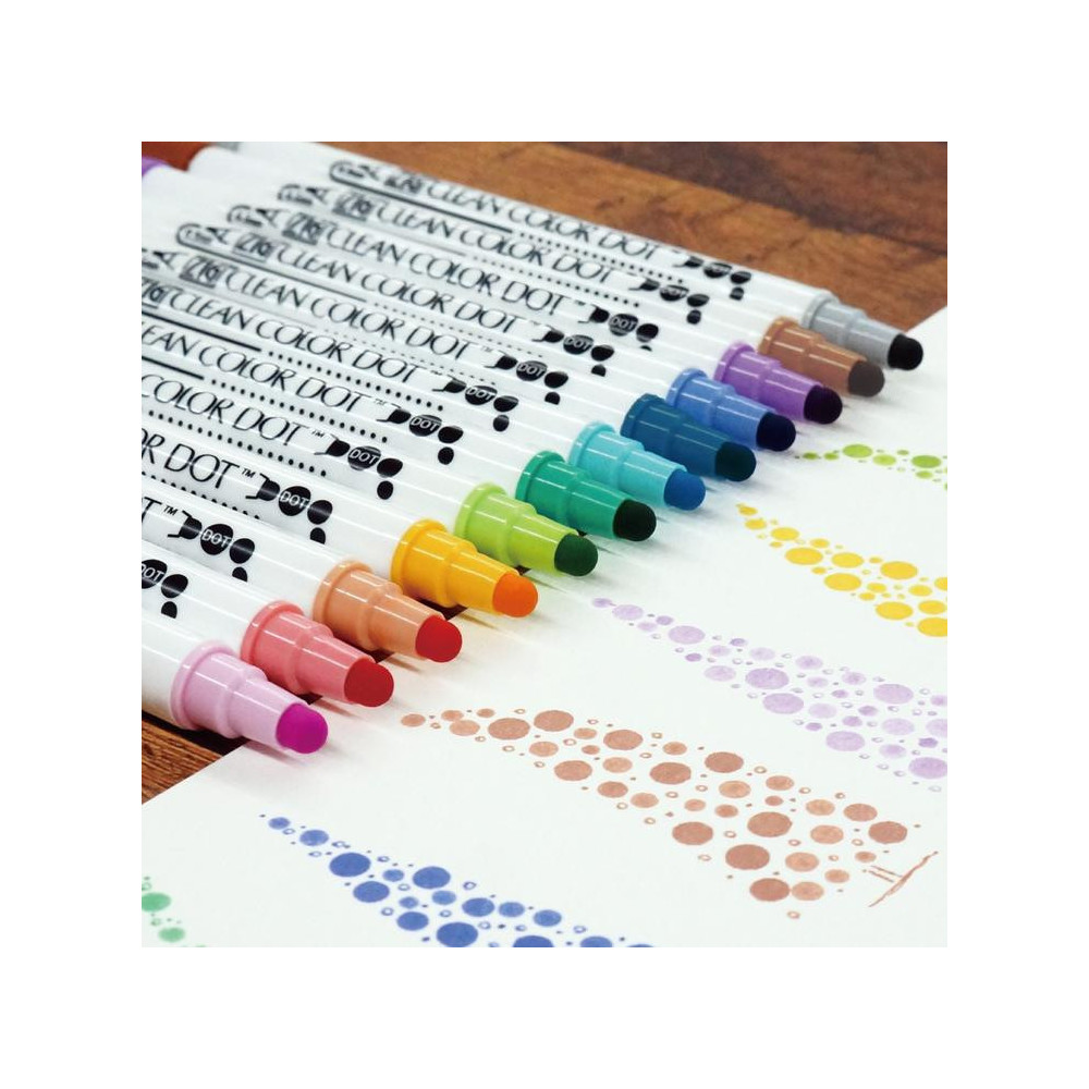 Zig Clean Color Dot double sided pen set - Kuretake - 12 pcs.