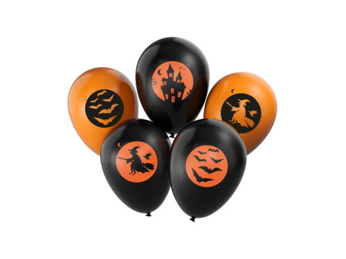Balloons with halloween print - 28 cm, 5 pcs.