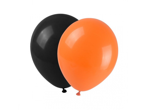 Halloween balloons - black and orange, 24 cm, 12 pcs.