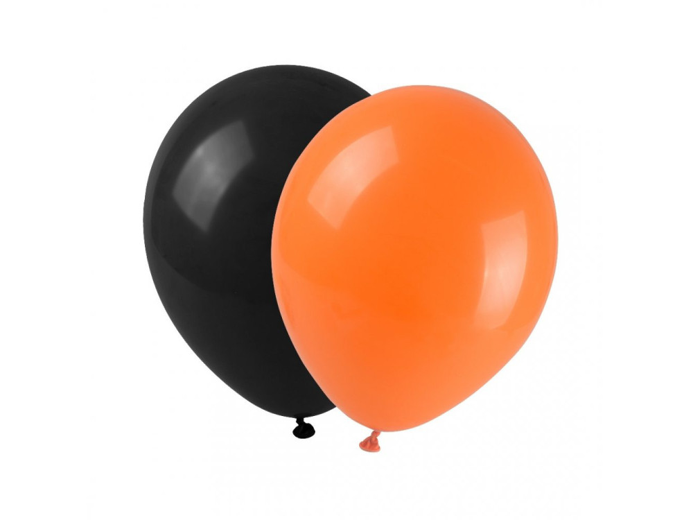 Halloween balloons - black and orange, 24 cm, 12 pcs.