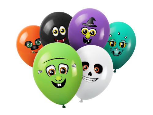 Balony halloweenowe Potwory z naklejkami - 28 cm, 6 szt.
