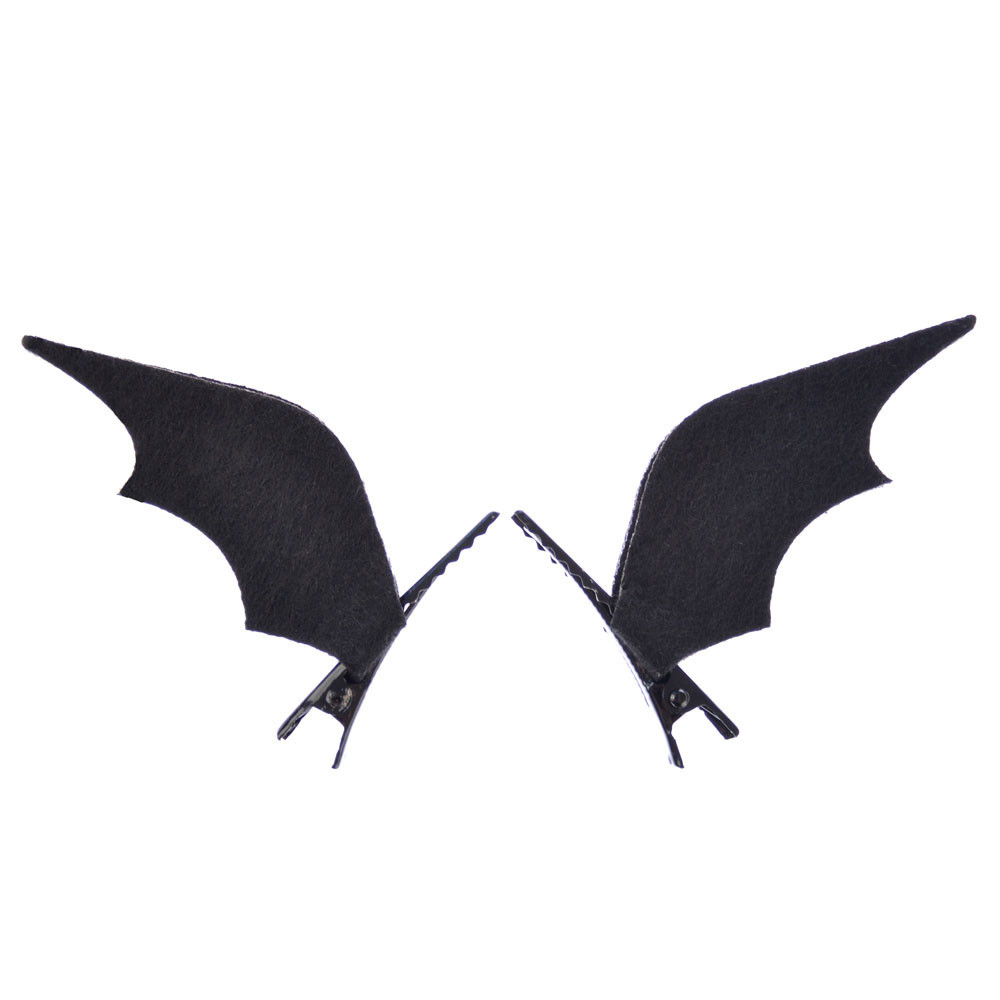 Bat wings hair clips - black, 6 cm, 2 pcs.