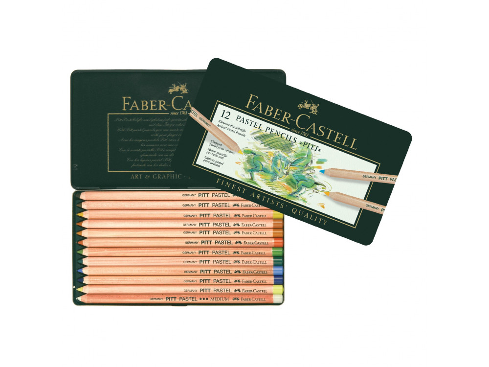 Pitt Pastel pencil set in metal tin - Faber-Castell - 12 colors