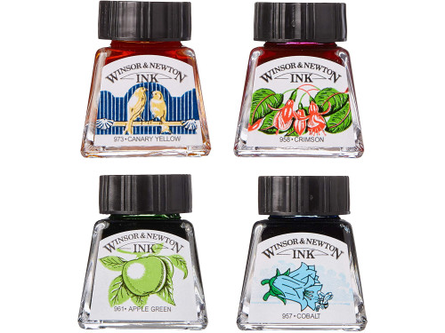 Drawing ink set - Winsor&Newton - vibrant colors, 4 pcs.