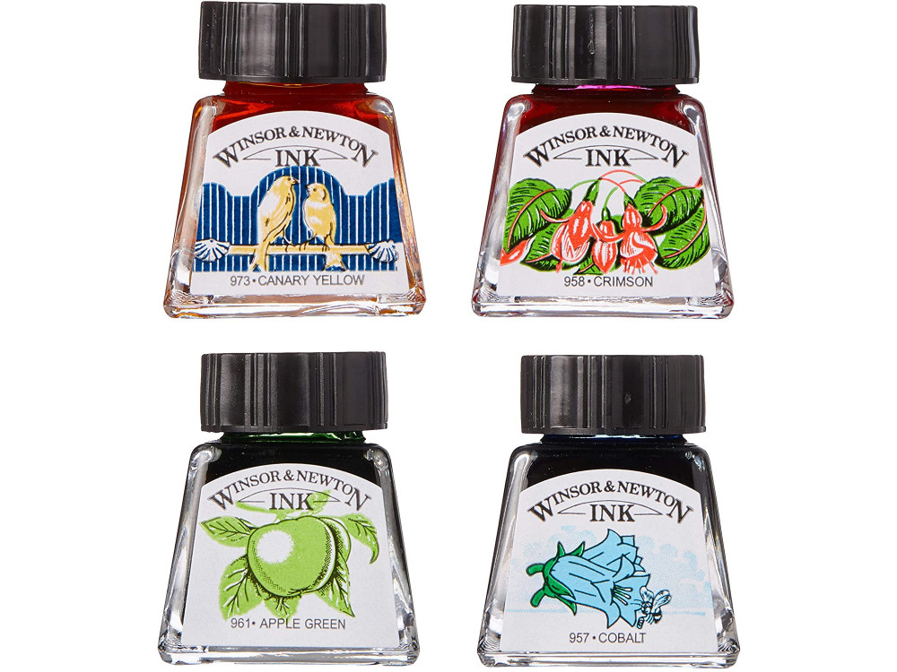 Drawing ink set - Winsor&Newton - vibrant colors, 4 pcs.