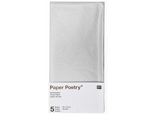 Gift wrapping tissue paper - Paper Poetry - silver, 5 pcs.