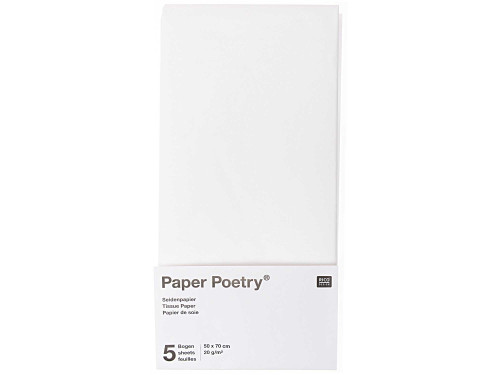 Gift wrapping tissue paper - Paper Poetry - white, 5 pcs.