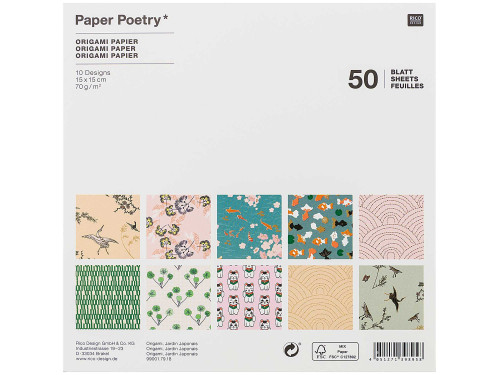 Papier origami Jardin Japonais - Paper Poetry - 15 x 15 cm, 50 ark.