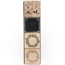 Wooden stamp set - Rico Design - Xmas, wreaths, 6 pcs.