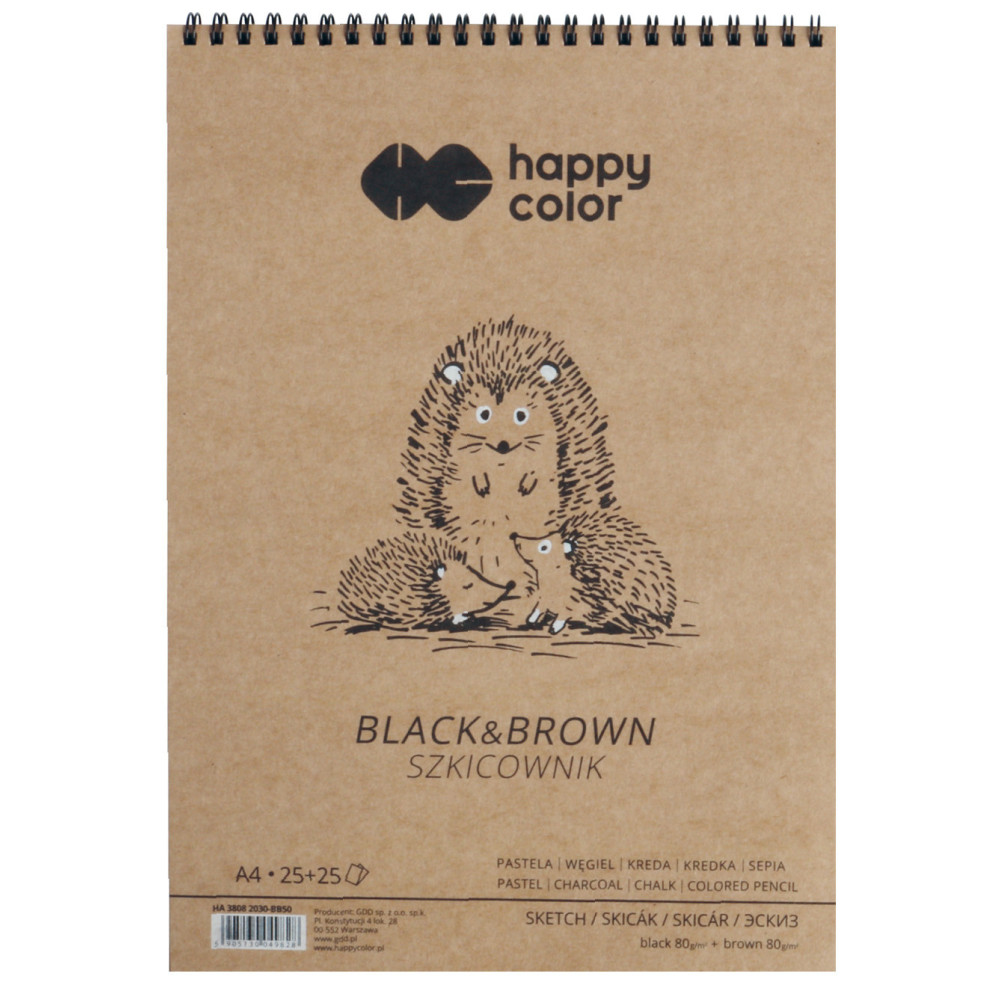 Drawing Sketch pad Black & Brown - Happy Color - A4, 80 g, 50 sheets