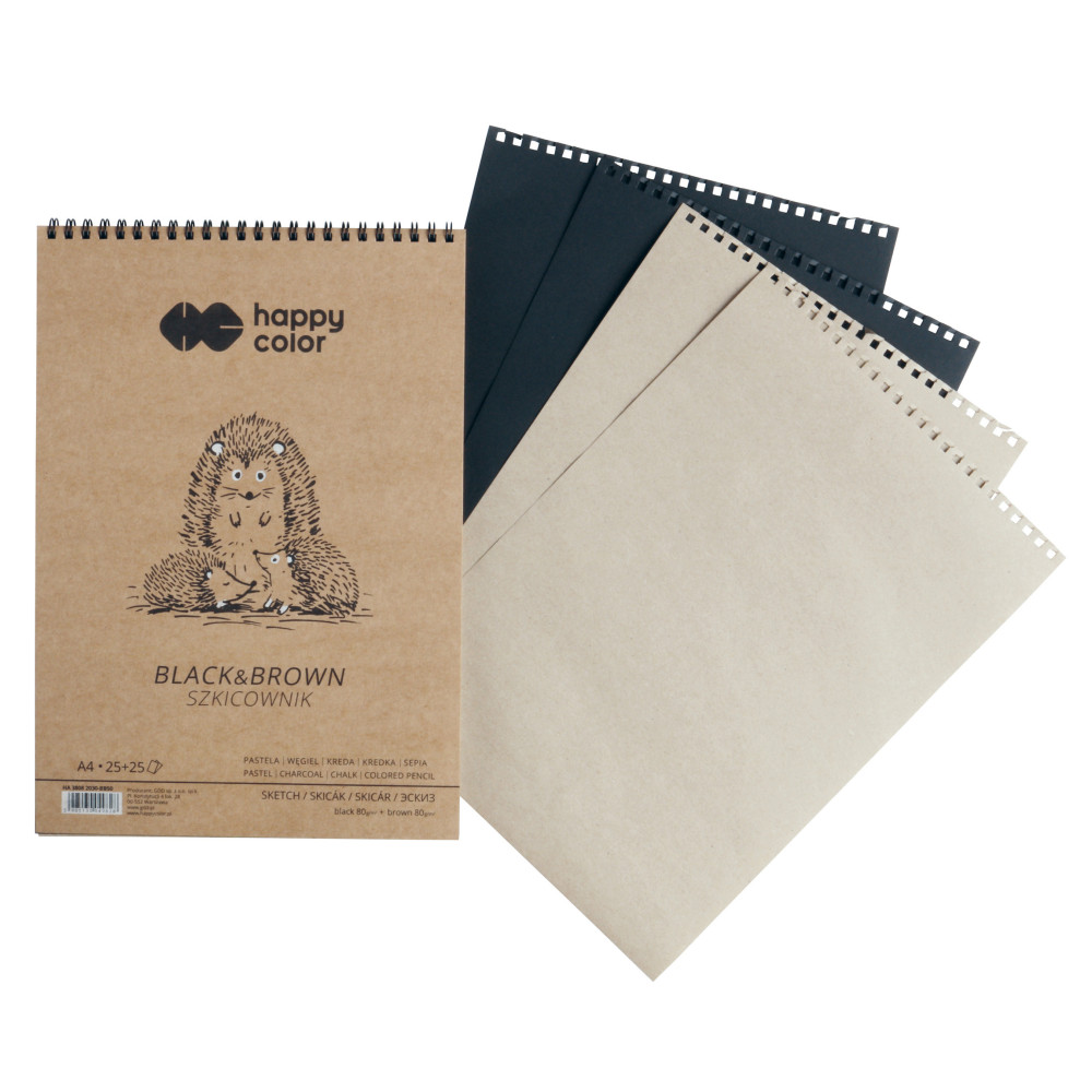 Drawing Sketch pad Black & Brown - Happy Color - A4, 80 g, 50 sheets