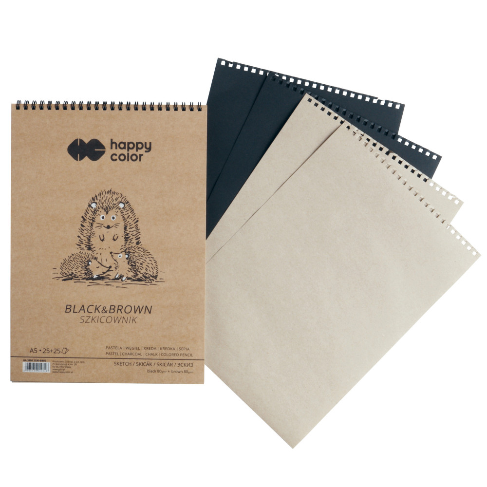 Drawing Sketch pad Black & Brown - Happy Color - A5, 80 g, 50 sheets