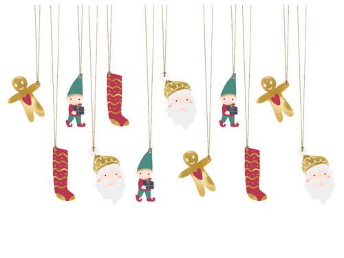 Set of gift tags - Santa Claus, 12 pcs.