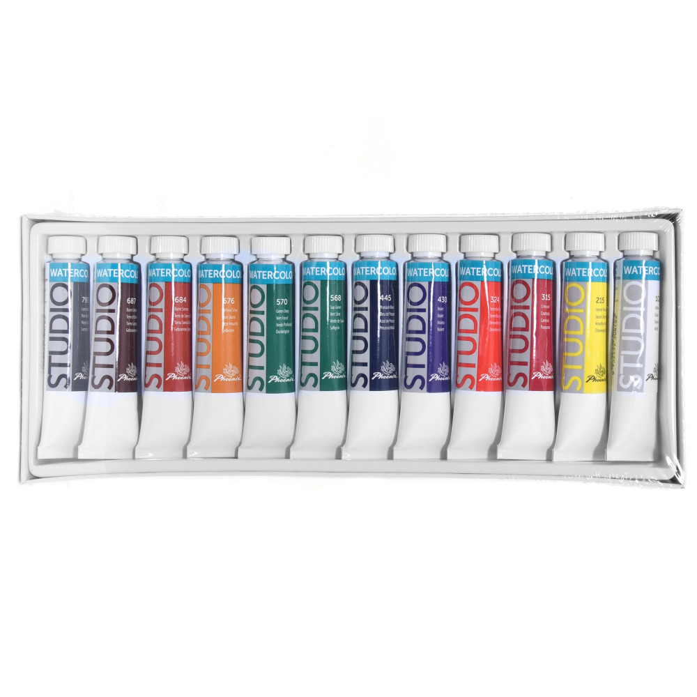 Zestaw farb akwarelowych w tubkach - Phoenix - 12 kolorów x 12 ml
