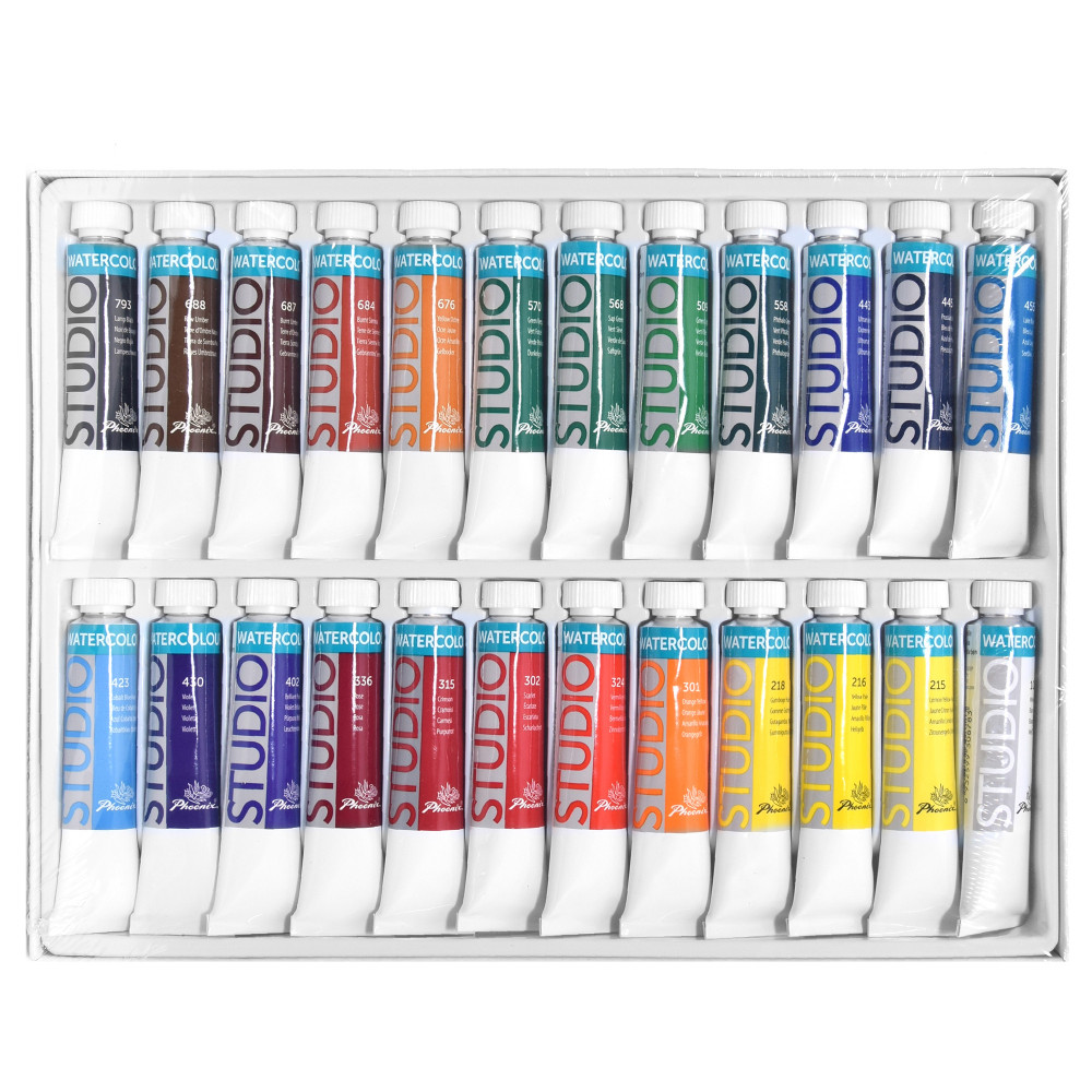 Set of watercolor paints in tubes - Phoenix - 24 colors x 12 ml