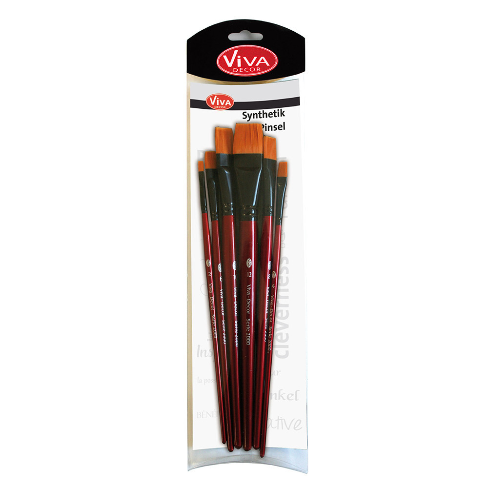 Set of flat, synthetic brushes - Viva Decor - 6 items