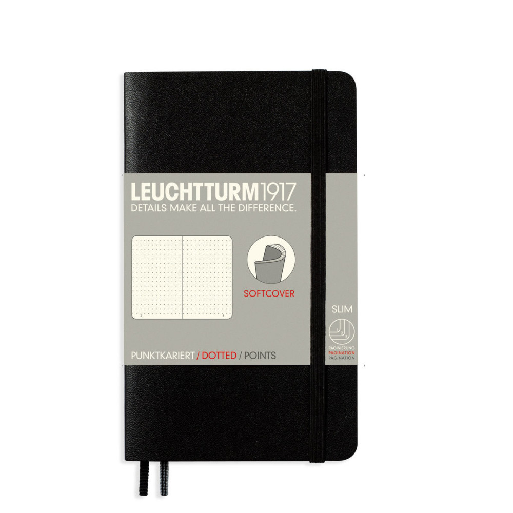 Notatnik - Leuchtturm1917 - w kropki, czarny, miękka okładka, A6
