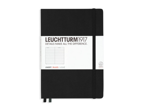 Notatnik - Leuchtturm1917 - w linie, czarny, twarda okładka, A5