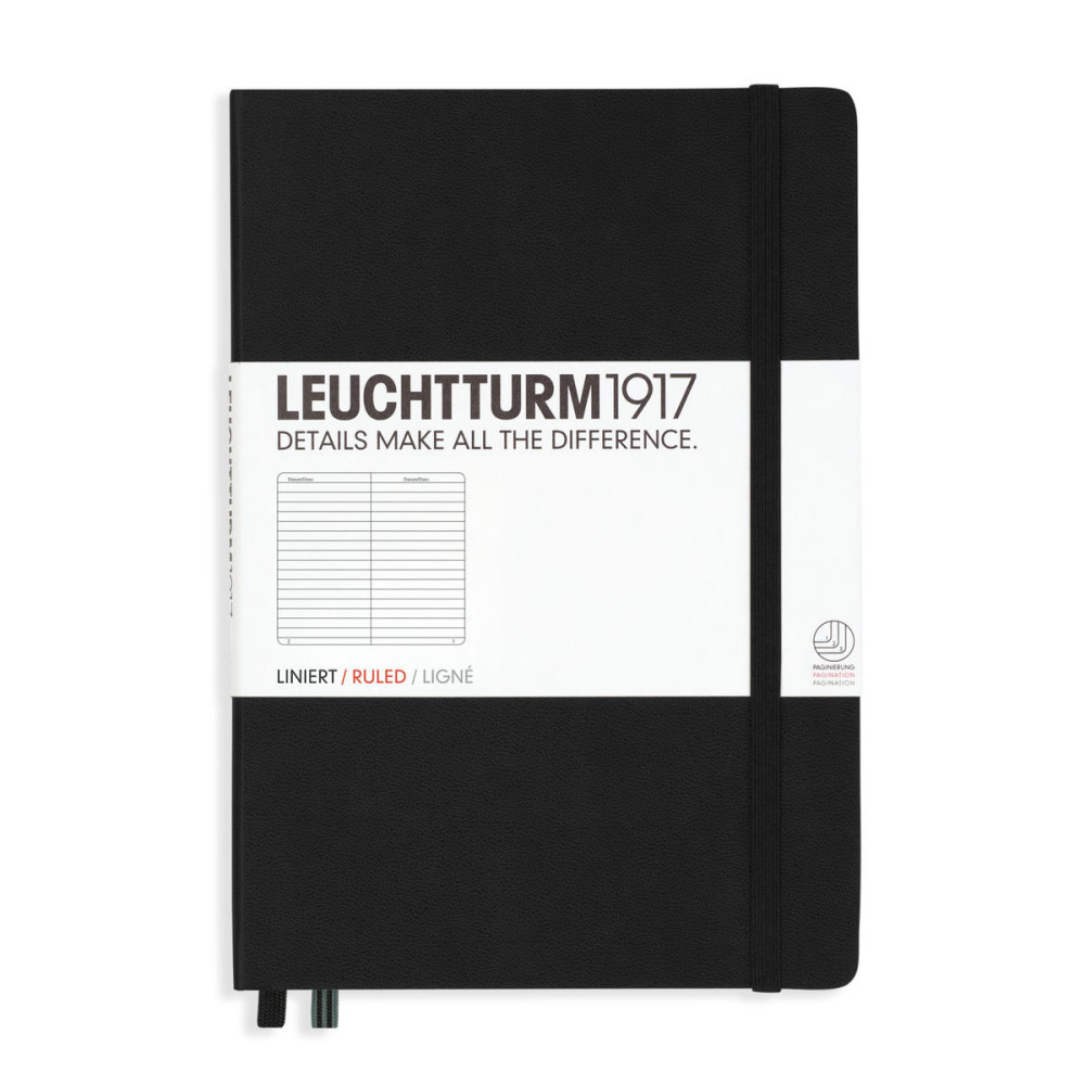 Notatnik - Leuchtturm1917 - w linie, czarny, twarda okładka, A5