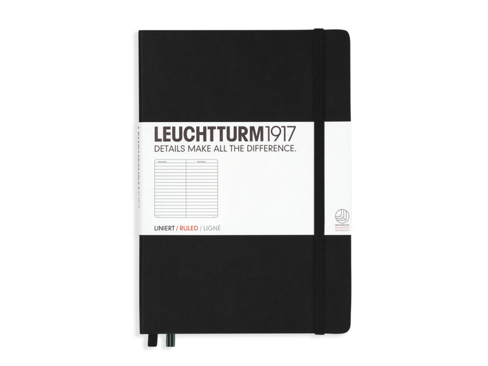 Notatnik - Leuchtturm1917 - w linie, czarny, twarda okładka, A5
