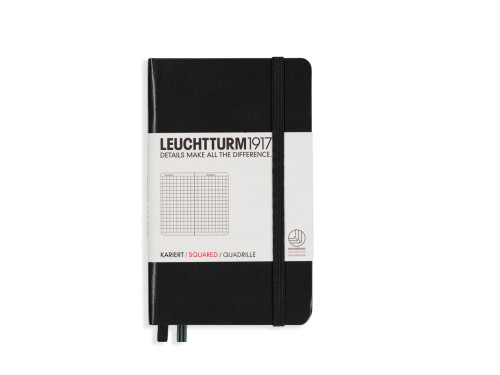 Notatnik - Leuchtturm1917 - w kratkę, czarny, twarda okładka, A6