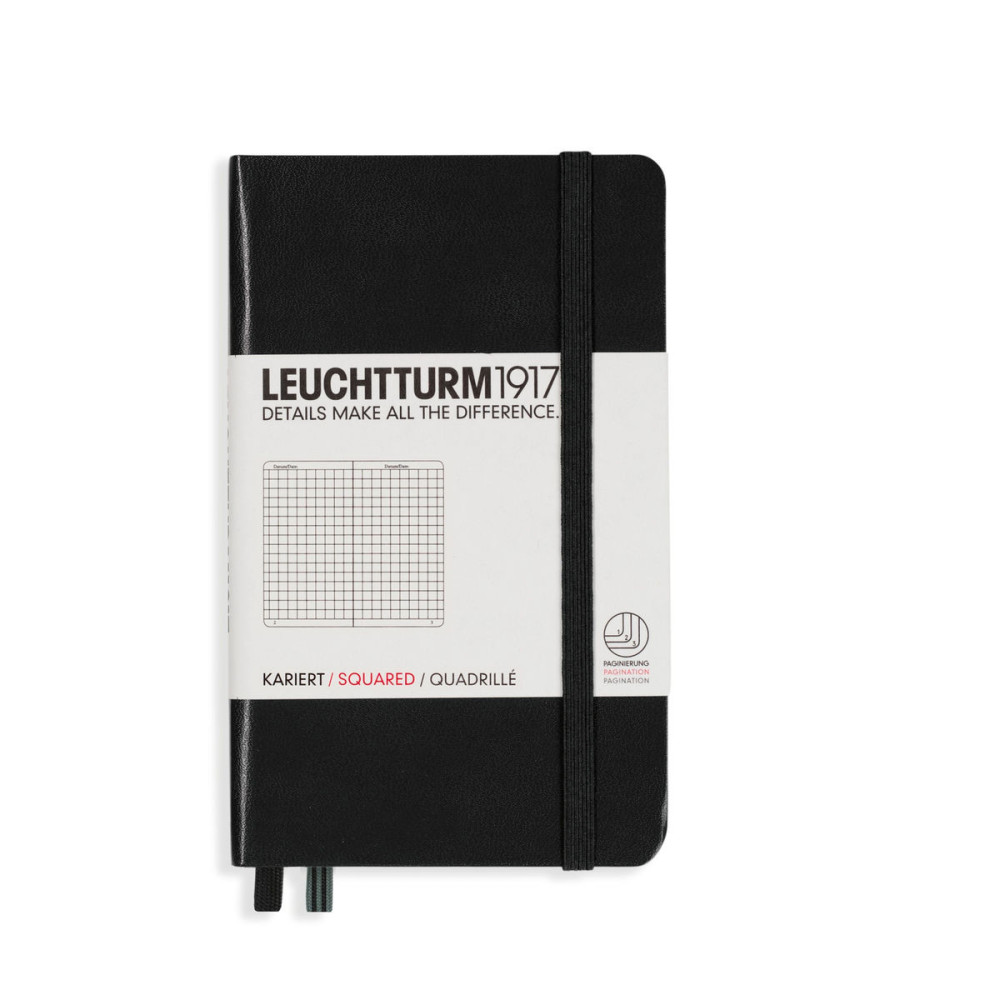 Notebook - Leuchtturm1917 - squared, black, hard cover, A6
