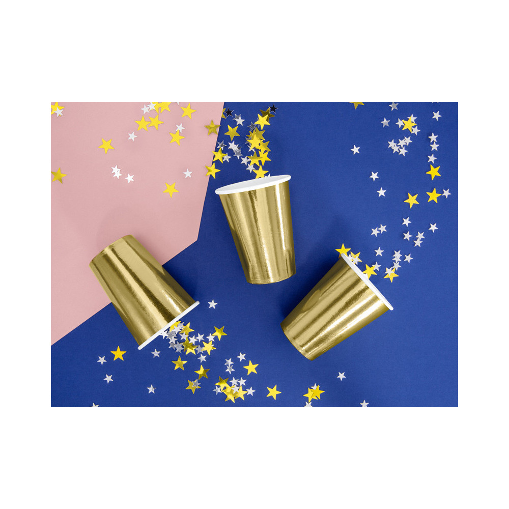 Paper cups - gold, 220 ml, 6 pcs.